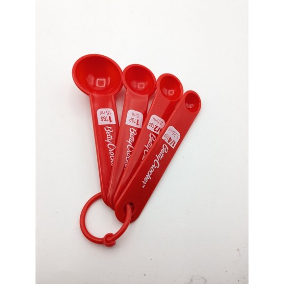Vintage Betty Crocker Nesting Hanging Measuring Cups And Spoons Red - Picture 4 of 7